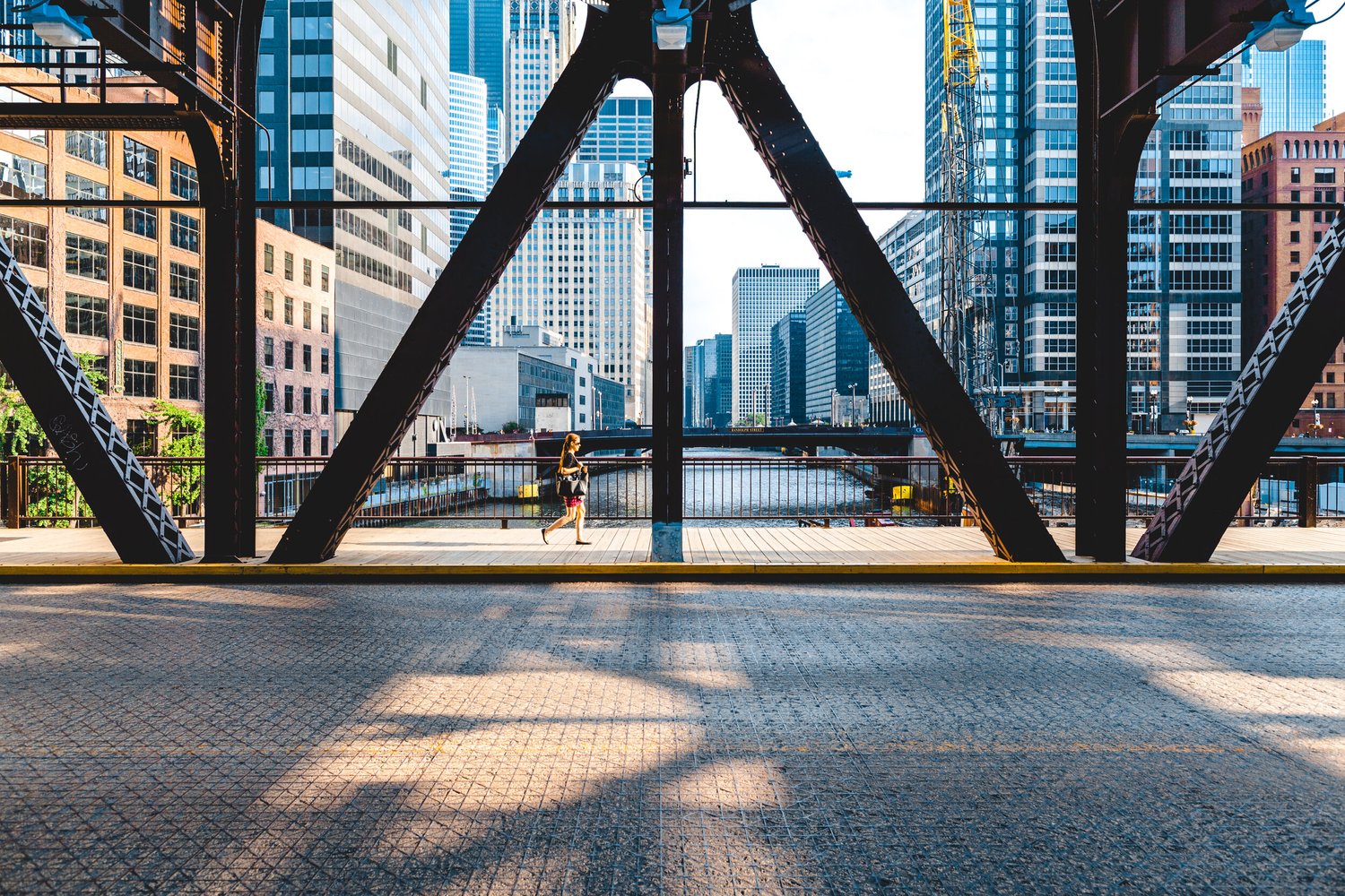 Chicago architecture and downtown city streets